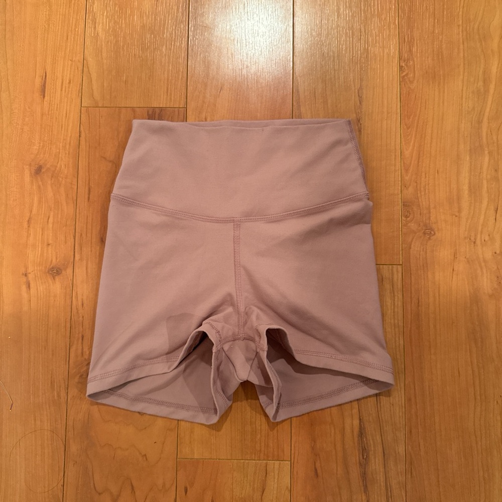Light pink high waisted workout shorts